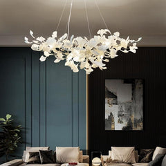 Twilight Branches Ceramic Petal Chandelier Gold Length 31" 39" 59" 78"#size_W31" X H18"