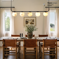 Nami Alabaster Global Island Round Chandelier 5 Lights