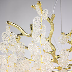 Sunniva Gold Blossom Crystal Round Branch Pendant Light