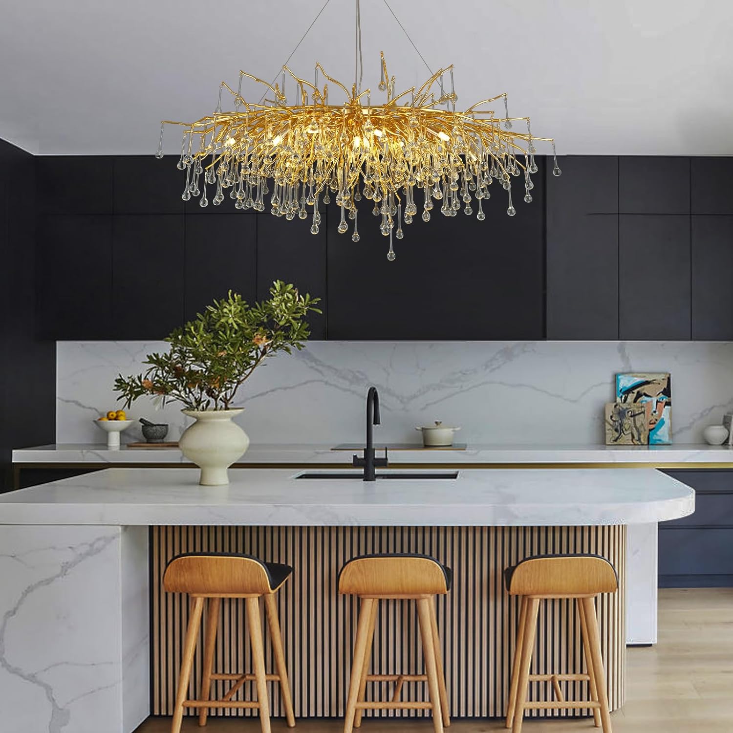 Teardrop Tree Branch Chandelier 23" 47"