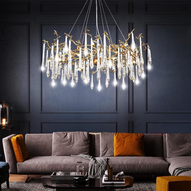 Raindrop Branch Brass Chandelier