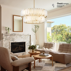 Rancho Alabaster 2-Tier Round Chandelier (34.25"D )