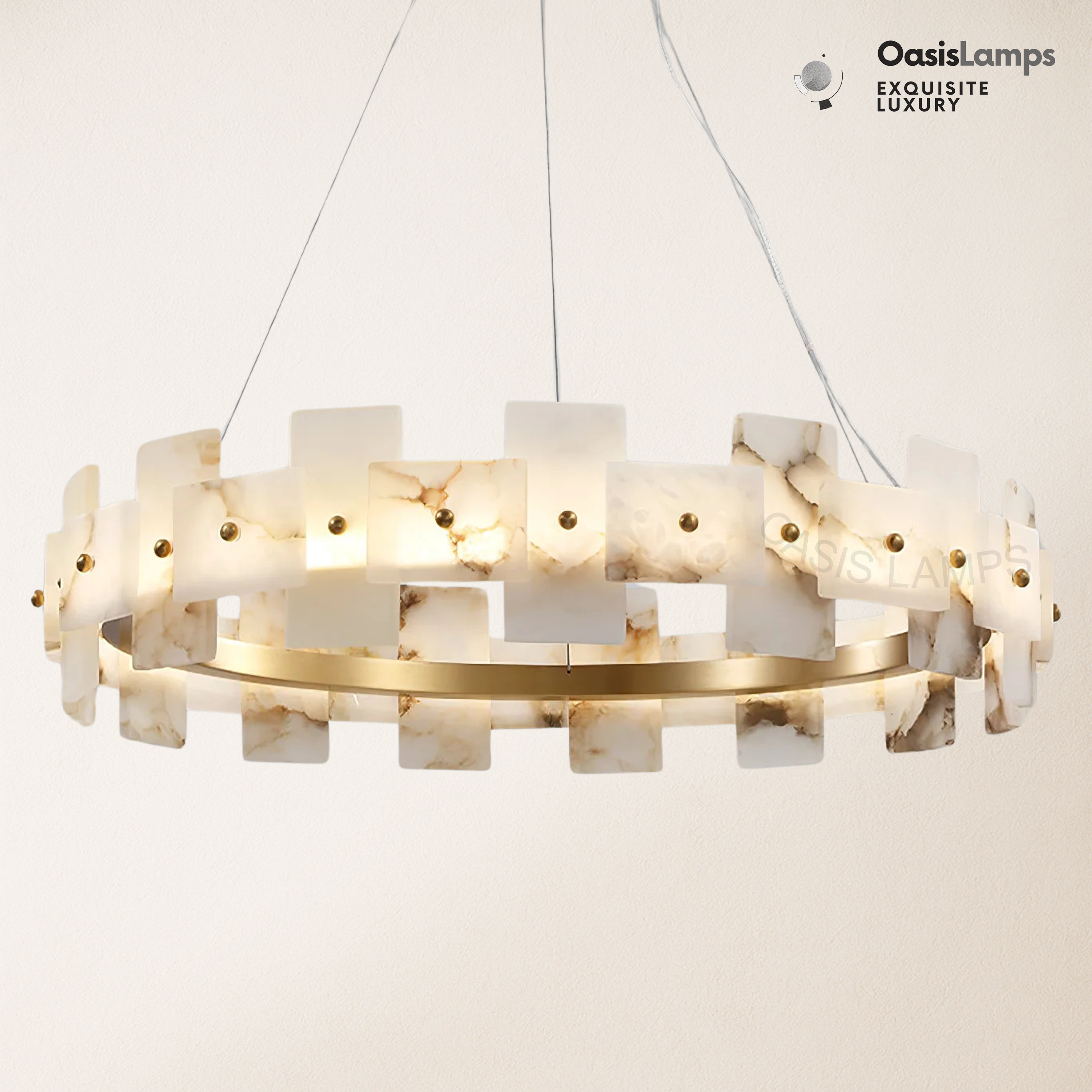 Swang Alabaster Halo Flake Brass ChandelierSwang Alabaster Halo Flake Brass Chandelier#Colour_Brass+White,size_Model B Dia 31.5”(80cm)