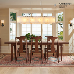 Sawyer Alabaster Rectangle Chandelier 40" 54"L#Color_Brass,size_40"