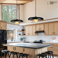 MineraLight Alabaster Industrial Pendant Light 19.3''D