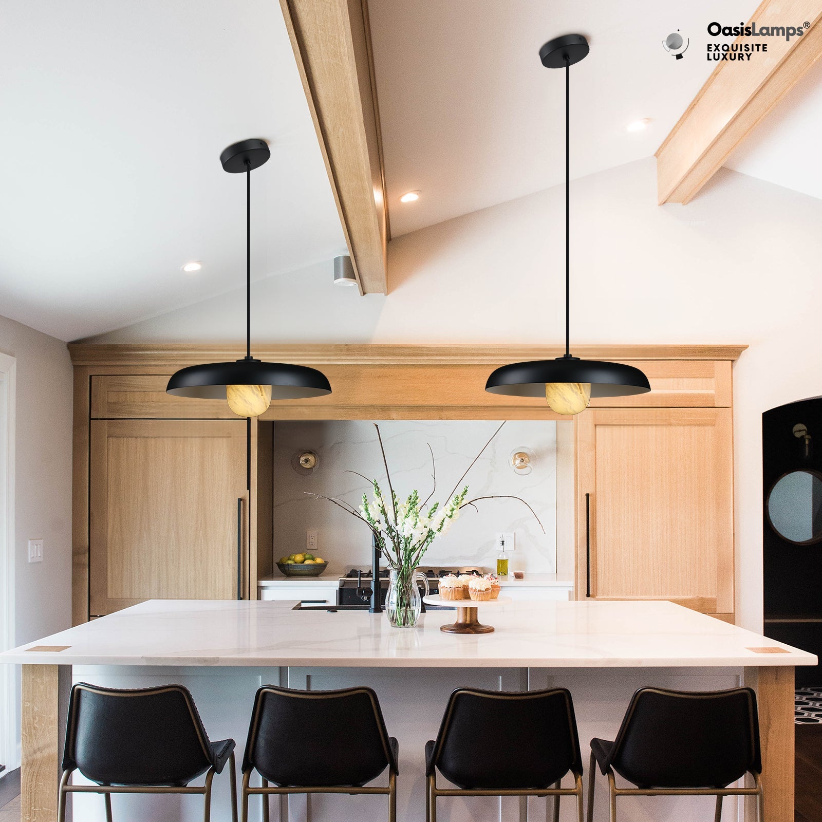 MineraLight Alabaster Industrial Pendant Light 19.3''D#Color_Bronze