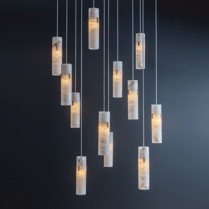 Mont Alabaster Deco 12-Light Cluster Chandelier