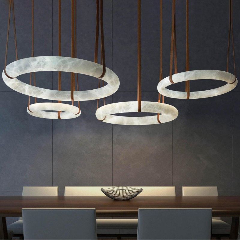 Marika Alabaster Oslo Round Art Chandelier