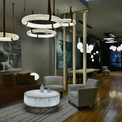 Marika Alabaster Oslo Round Art Chandelier