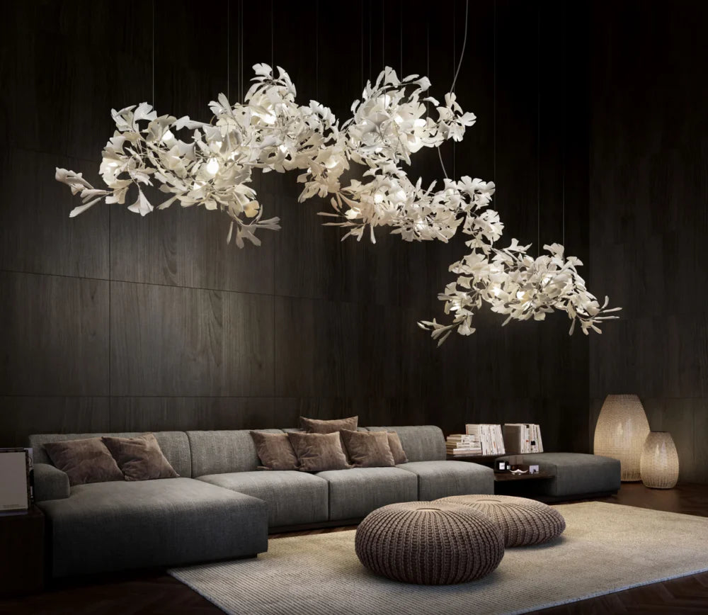 Ceramic Ginkgo Luxury Bloomwave Length Chandelier L59" L108" L118" L130"