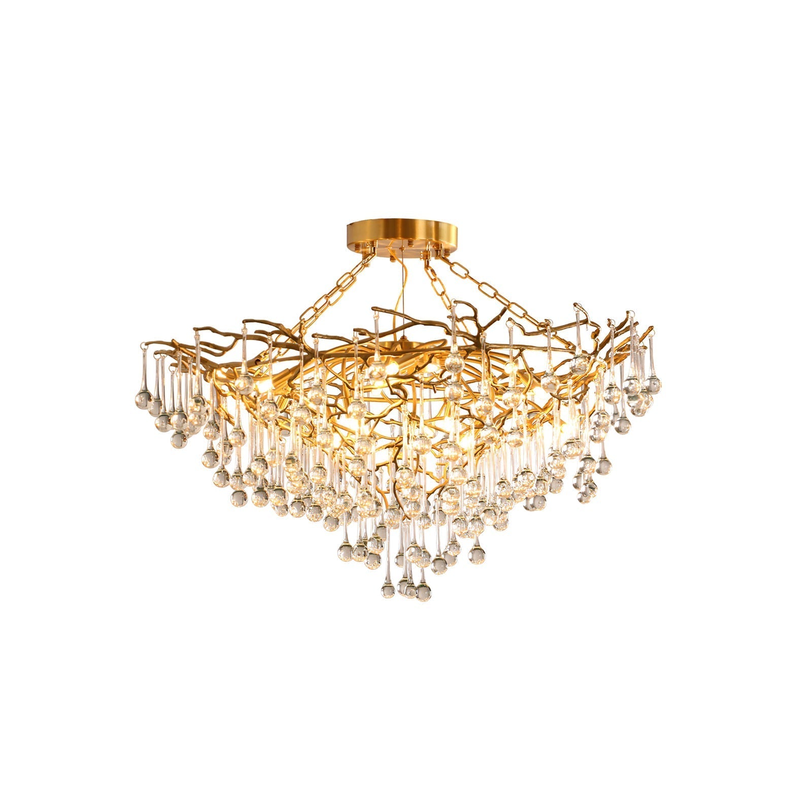 Simsia Anita Teardrop Branch brass chandelier