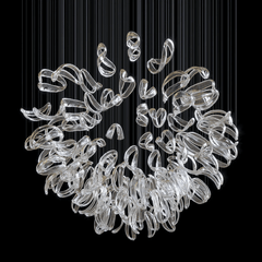 Galaxy Aqua Ripple Glass Meteor Shower Crystal Spiral Chandelier