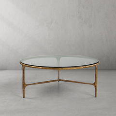 Thaddeus Glass Round Coffee Table 3 Table Legs 35"