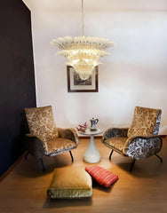 Beautifully Murano Palmette Transparent Chandelier 39"