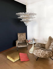 Beautifully Murano Palmette Transparent Chandelier 39"