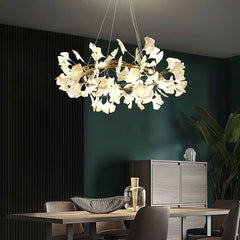Twilight Branches Ceramic Ginkgo Circle Chandelier 24" 31" 39" 47" 59"D#color_gold