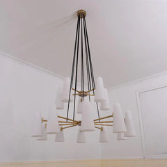 Gloria White Ceramics 2-Tier Round Chandelier 15 Lights