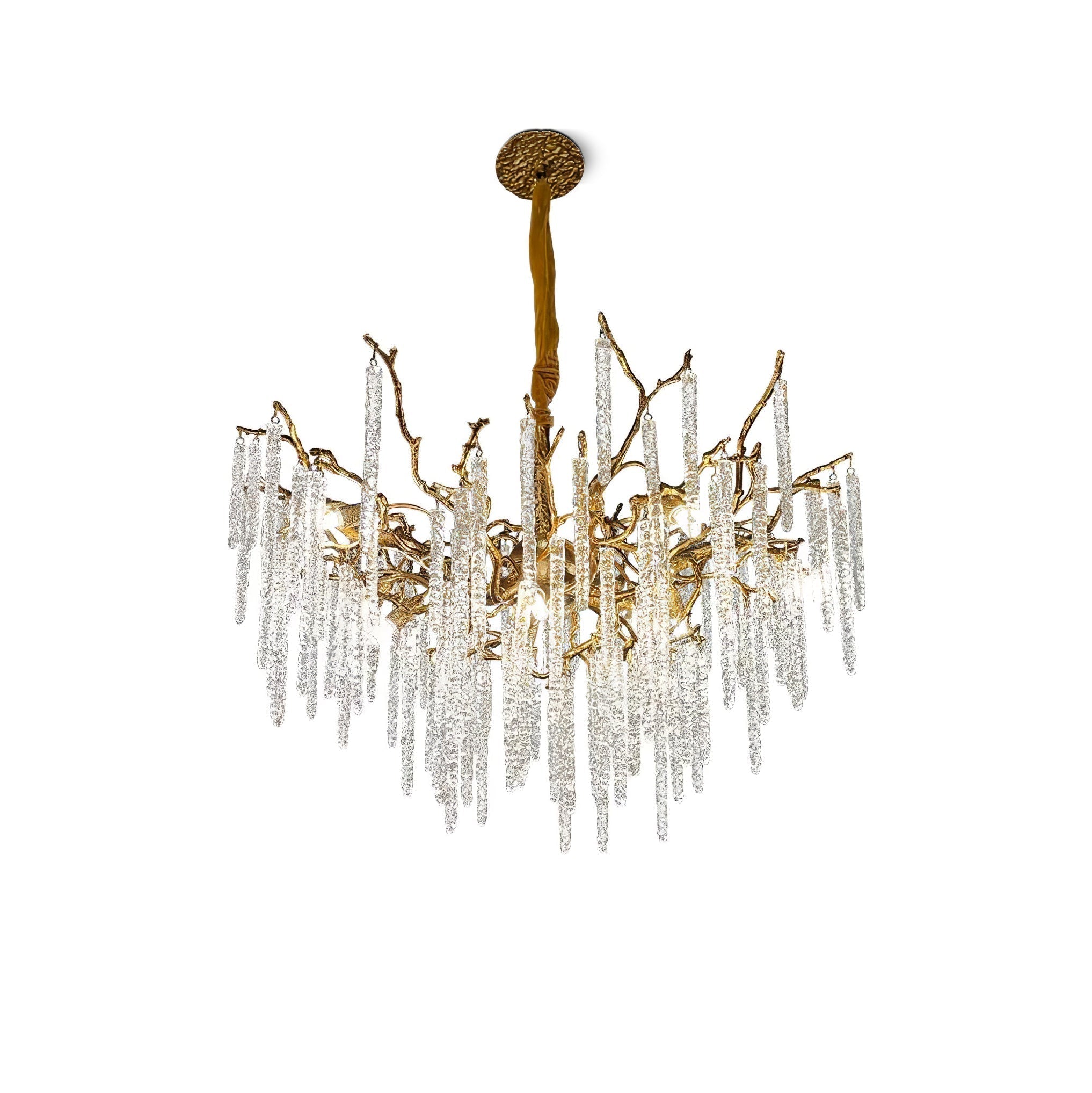 Annata Crystal Icicles Branch Brass Chandelier