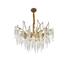 Annata Crystal Icicles Branch Brass Chandelier