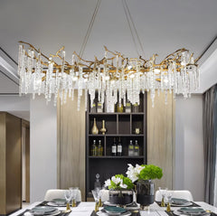 Annata Crystal Icicles Branch Brass Chandelier