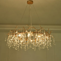 Round Small Water Drop Chandelier 35.4"