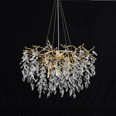 Talia Round Gold Clear Crystal Chandelier