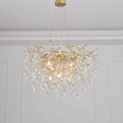 Talia Round Gold Clear Crystal Chandelier