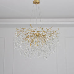 Talia Round Gold Clear Crystal Chandelier