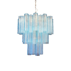 Elegant Blue Murano Glass Tube Chandelier 25.6"