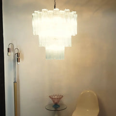 Elegant Blue Murano Glass Tube Chandelier 25.6"