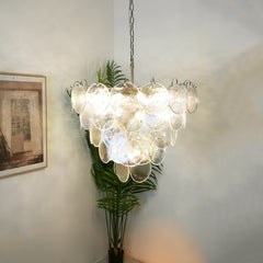 Elegant Murano Disc Iridescent Chandelier 27.6"