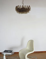 Elegant Murano Poliedri Smoked Glass Chandelier 22"