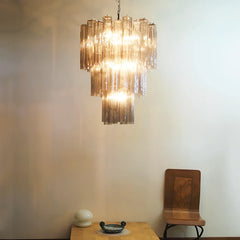 Elegant Smoke Murano Glass Tube Chandelier 25.6"