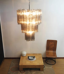 Elegant Smoke Murano Glass Tube Chandelier 25.6"
