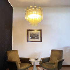 Fantastic Murano Amber Glass Tube Chandelier 22.8"