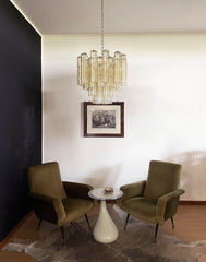 Fantastic Murano Amber Glass Tube Chandelier 22.8"