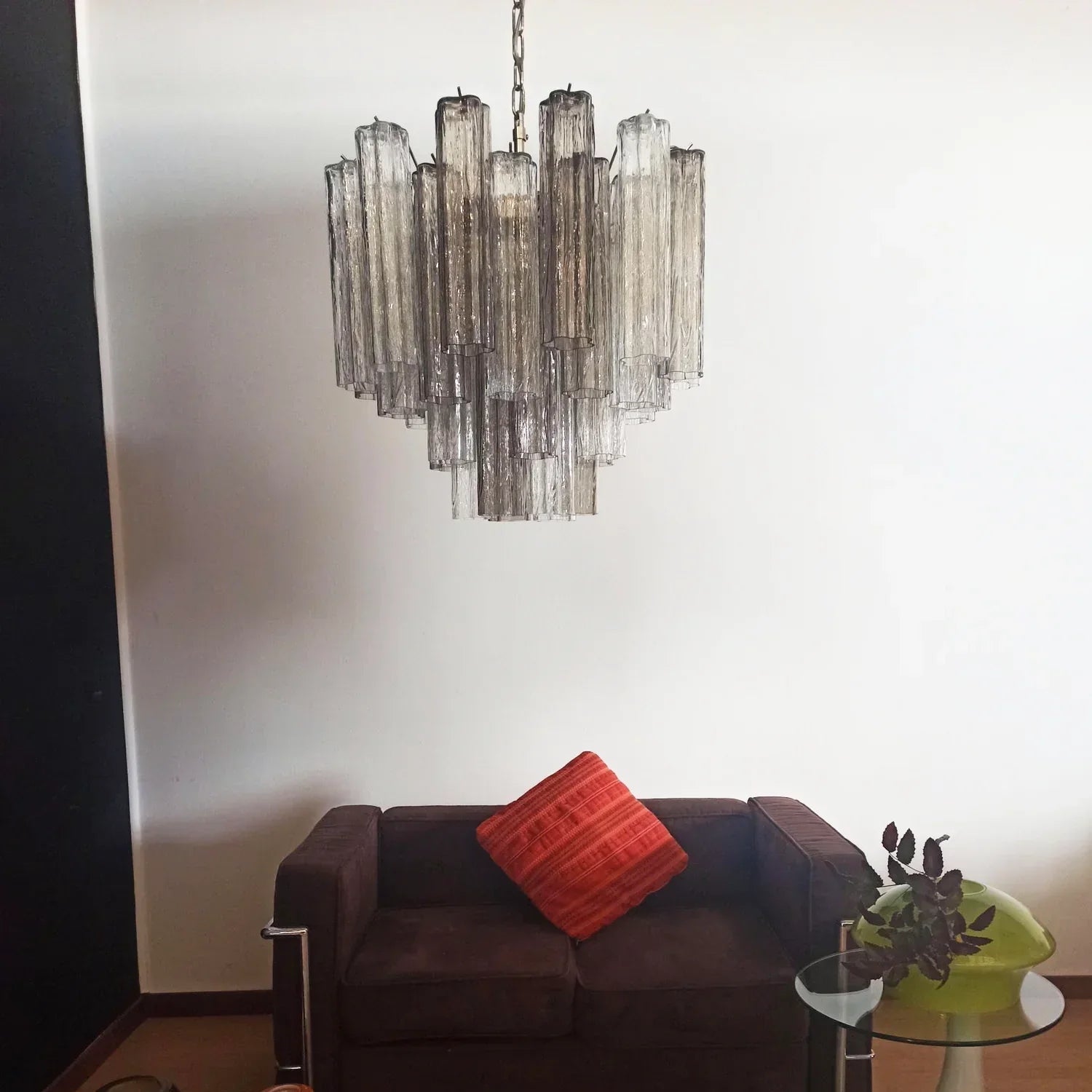 Fantastic Murano Smoked Glass Tube Chandelier 22.8"