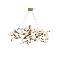 Flora Flower Bloom Branch Brass Chandelier