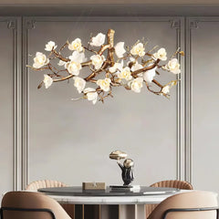 Flora Flower Bloom Branch Brass Chandelier