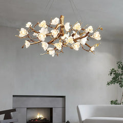 Flora Flower Bloom Branch Brass Chandelier