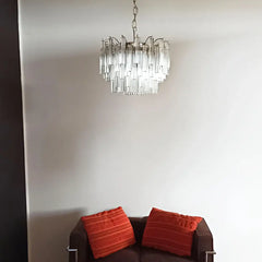 Gorgeous Murano Quadriedri Prisms Transparent Chandelier