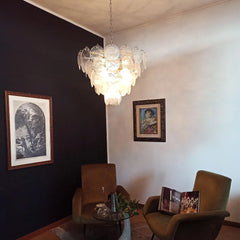 Elegant Murano Disc Iridescent Chandelier 27.6"