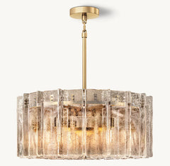 LATTICE SMOKE GLASS ROUND CHANDELIER 37"