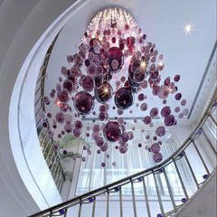 Long glass bubble chandelier
