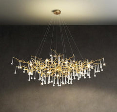 Oval Brass Branch Chandelier 22" D