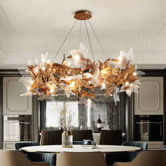 Flora Leaf Branch Brass Chandelier