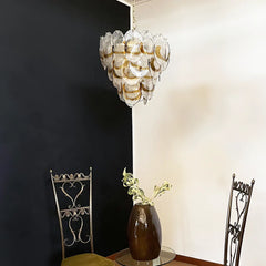 Mazzega Murano Transparent Amber Glasses Chandelier 20.5"