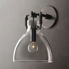Machinist Glass Cloche Wall Sconce 8"