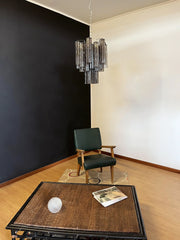 Fantastic Smoked Murano Glass Tube Chandelier 19.7"