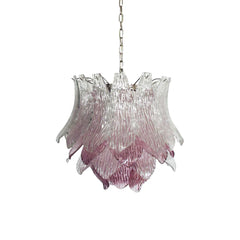 Vintage Murano Transparent Amethyst Glass Chandelier 24.8"